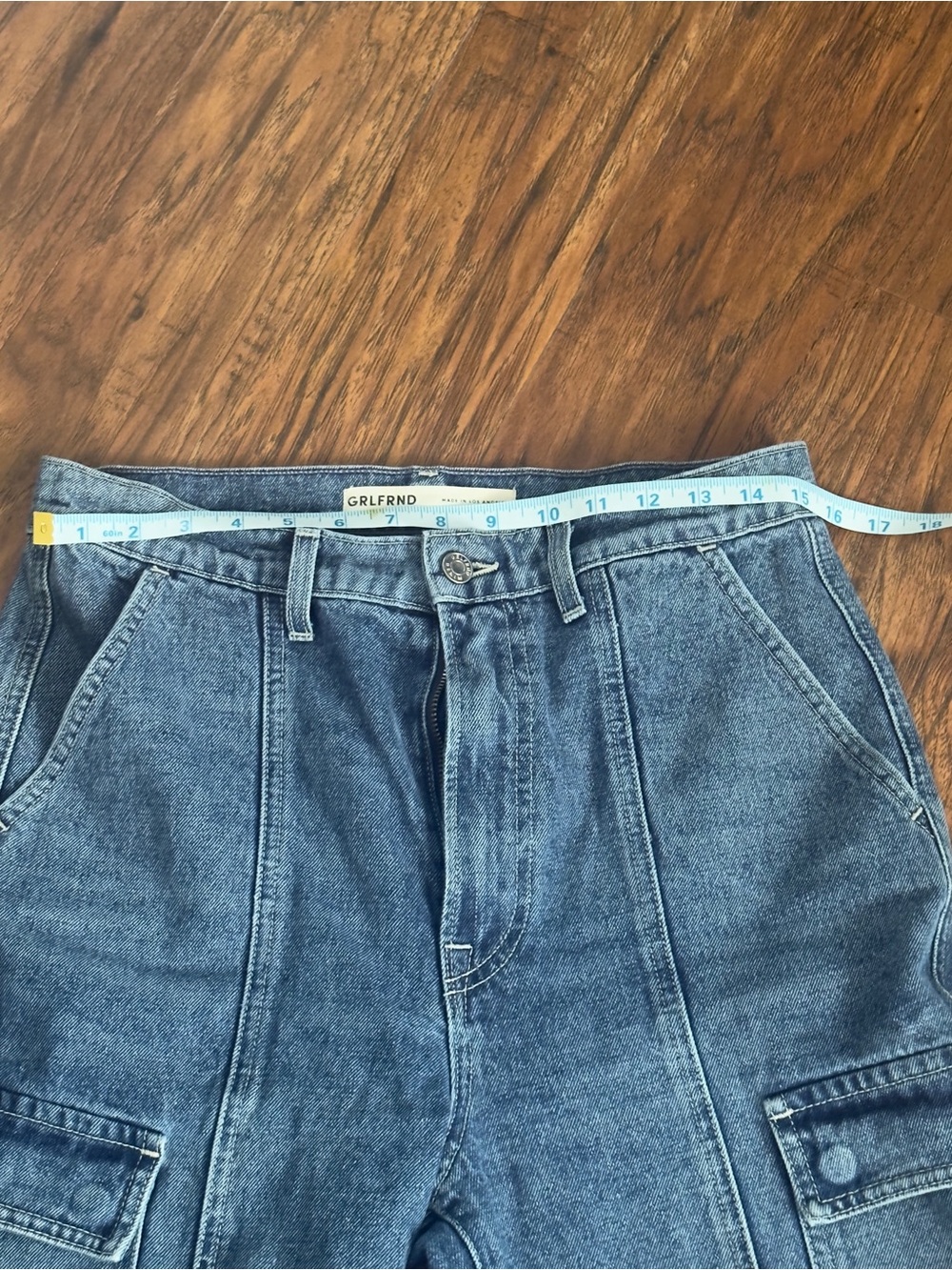 High-Rise Cargo Straight-Leg Jeans - Blue - Picture 4 of 11